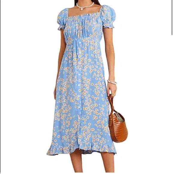 FAITHFULL THE BRAND Blue Daisy Midi Dress - Picture 1 of 7
